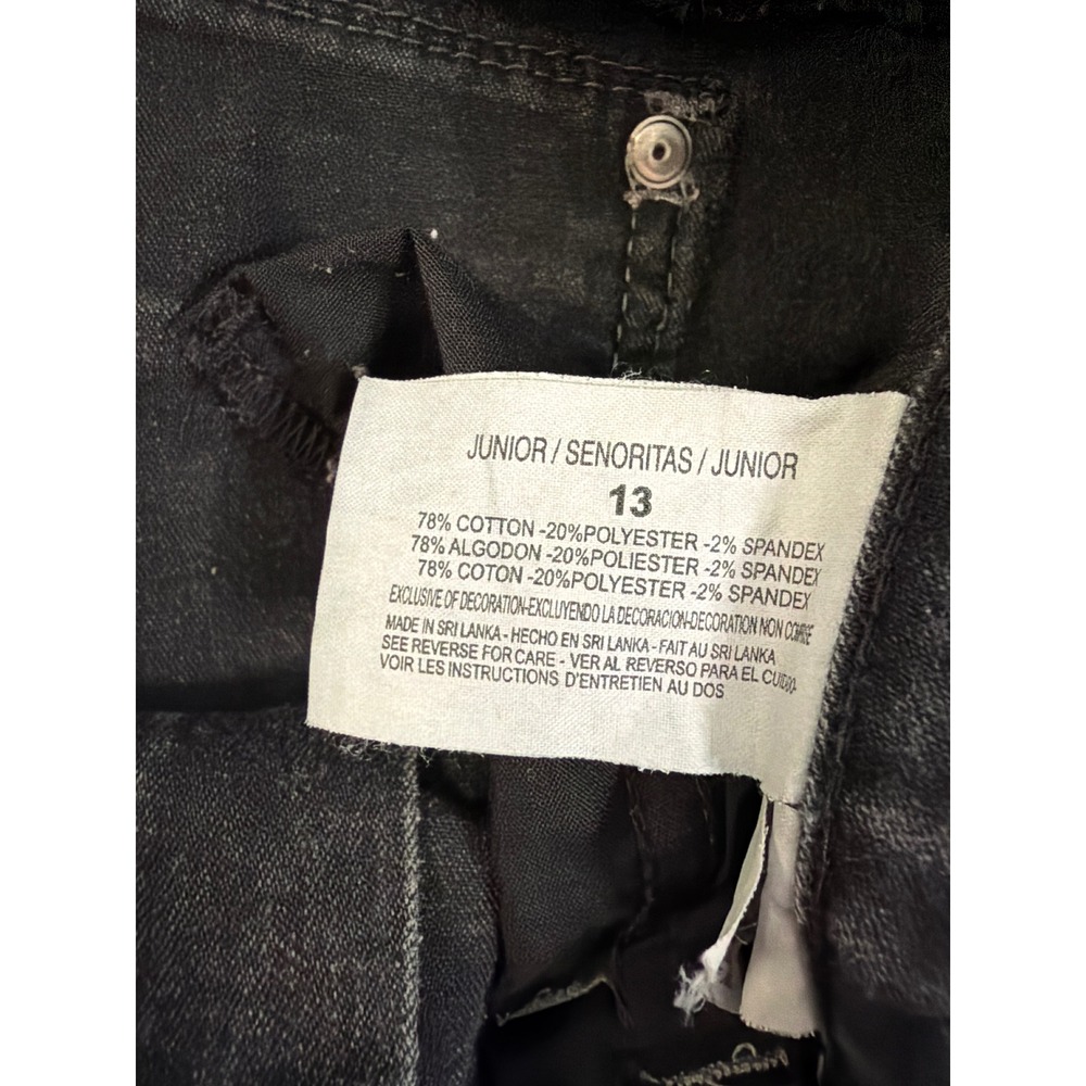 Y2K LEI Ashley Jeans 13 Black Low Rise Slim Bootcut Embroidered Fleur dis Lis - Picture 7 of 8